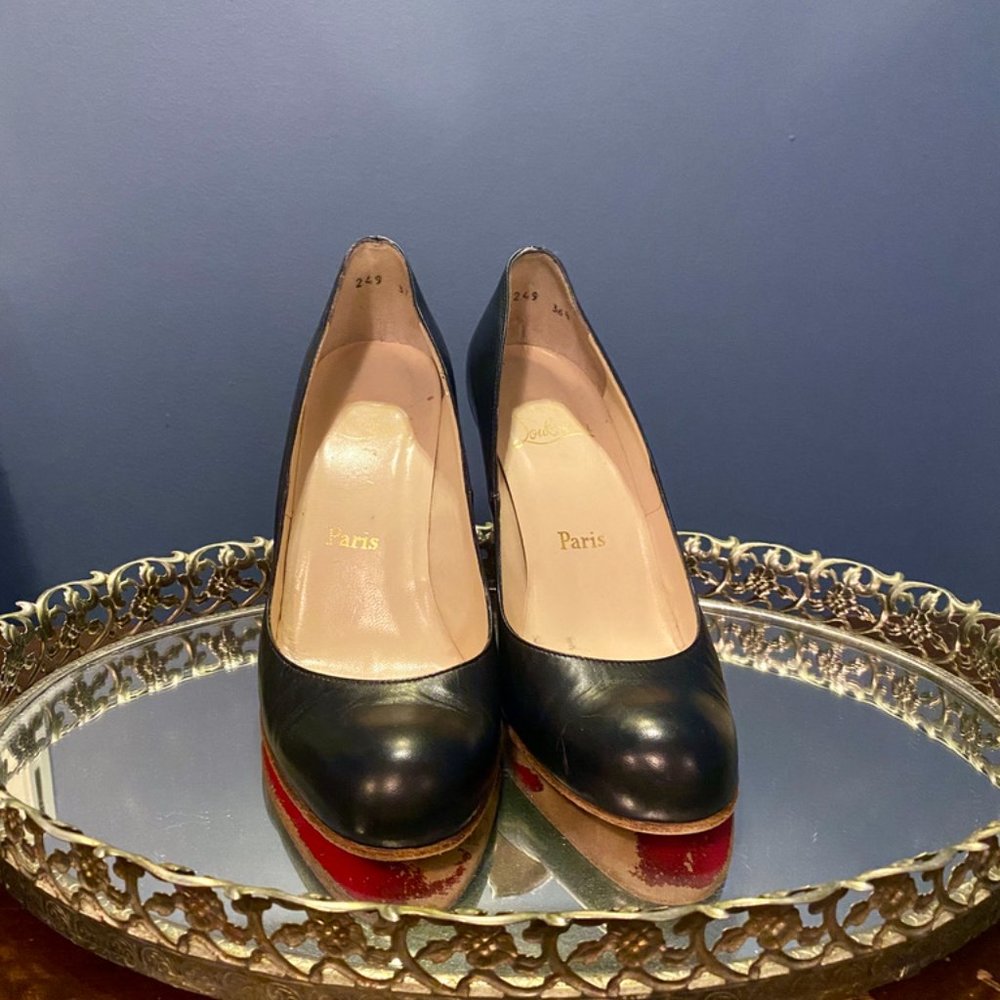Christian Louboutin Miss Boxe Black Leather Wedge - Picture 3 of 10